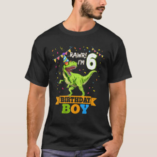 Kids Rawr I är 6 6e Birthday Boy T Rex Dinosaur Pa T Shirt