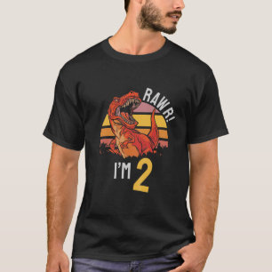 Kids Rawr Im 2 Dinosaur T Rex 2 år gammal födelsed Shirt