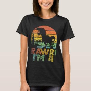 Kids Rawr Im 4 4e födelsedagen Rex 4 år Gamla Boys T Shirt