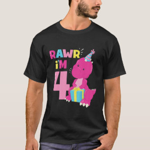Kids Rawr Im 4 Dinosaur Girl 4e födelsedagen Part T Shirt