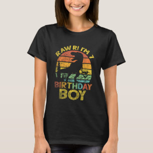 Kids Rawr Im 7 7:e Birthday Boy Rex Dinosaur 7 Yea T Shirt