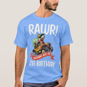 Kids Rawr som krossar mitt 4e födelsedagen Trex La T Shirt