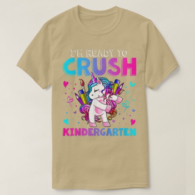 Kids Ready To Crush Kindergarten Flossing Unicorn  T Shirt (Design framsida)