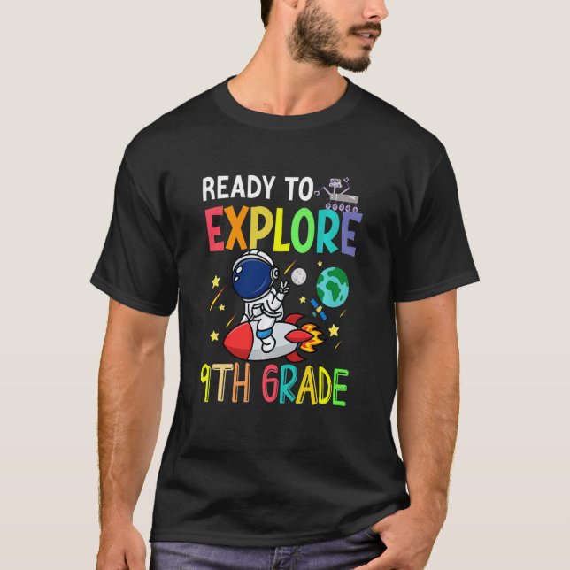 Kids Ready To Explore Ninth Grade Astronaut Back T Shirt (Framsida)