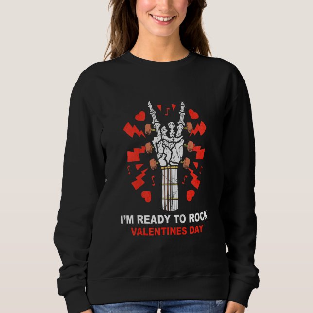 Kids Ready To Rock Valentines Day Cool Skeleton Ha T Shirt (Framsida)
