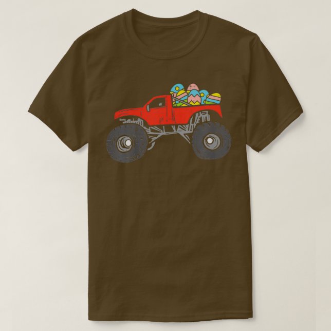 Kids Red Monster Truck Eggs Easter Egg Hunting Boy T Shirt (Design framsida)