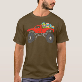 Kids Red Monster Truck Eggs Easter Egg Hunting Boy T Shirt