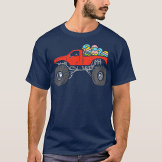 Kids Red Monster Truck Eggs Easter Egg Hunting Boy T Shirt