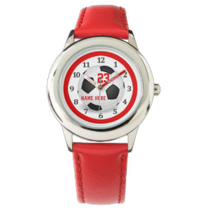 Kids Red Soccer Watches for Boys and Girls Armbandsur