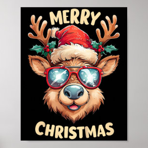 Kids Reindeer God jul Santa Hat Julafton Toddl Poster