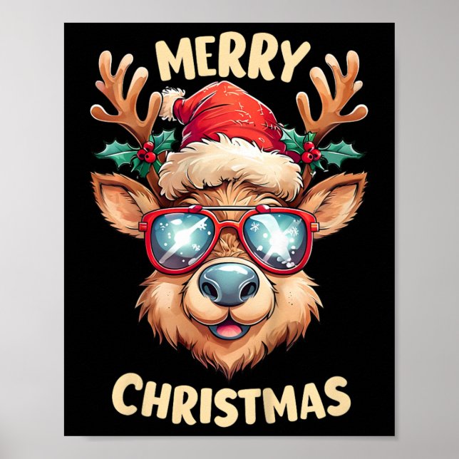 Kids Reindeer God jul Santa Hat Julafton Toddl Poster (Framsidan)