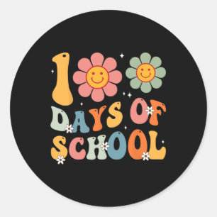 Kids Rero Groovy 100 dagar Lycklig 100 timmar skol Runt Klistermärke