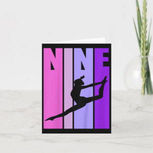 Kids Retro Girls Gymnastics 9 9 9: 9: e födelsedag Kort
