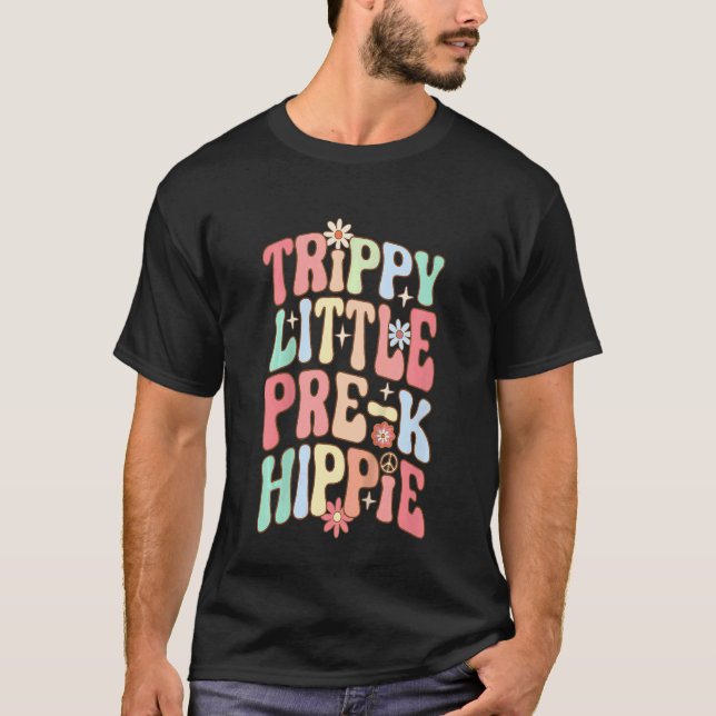 Kids Retro Pre K Trippie Little Hippy Kids Back to T Shirt (Framsida)
