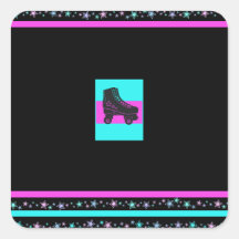 Kids Retro Roller Skating Party Square Sticker