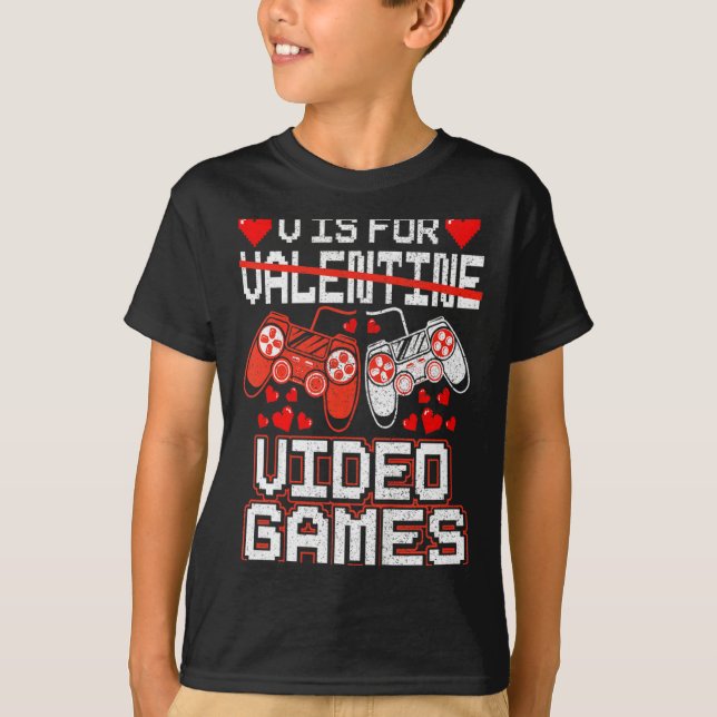 Kids Retro Video Game Valentines Day For Toddler B T Shirt (Framsida)