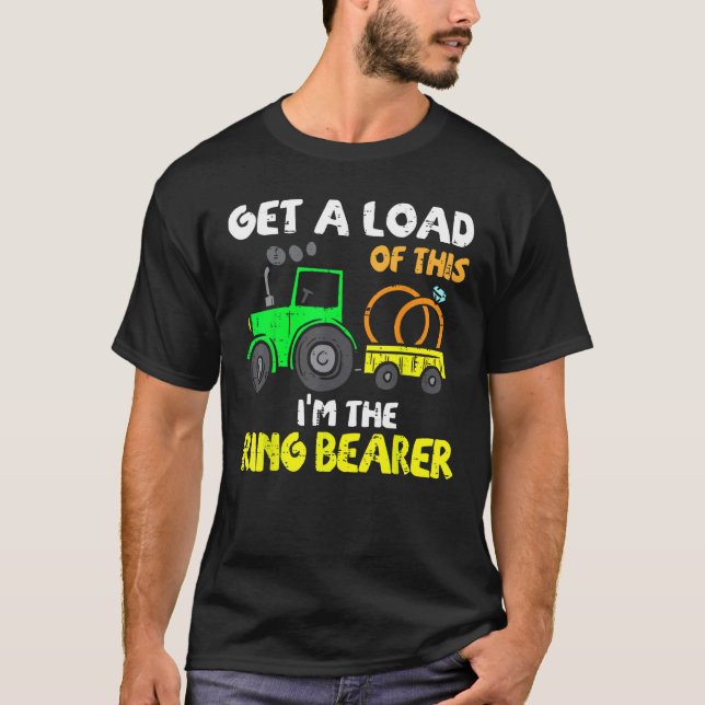 Kids Ring Bearer Funny Bröllopsfest Farm Tractor T Shirt (Framsida)