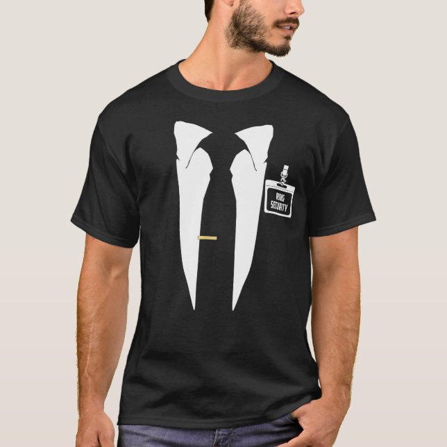 Kids Ring Bearer Funny Ring Security Tuxedo Grooms T Shirt (Framsida)