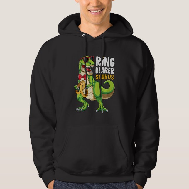 Kids Ring Boy Boys T Rex Bröllopsfest Ring Bear Hoodie (Framsida)