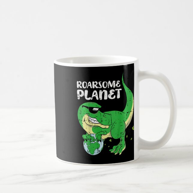 Kids Roaring Planet Earth Day Miljdinosa Kaffemugg (Höger)