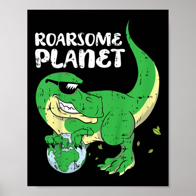 Kids Roaring Planet Earth Day Miljdinosa Poster (Framsidan)