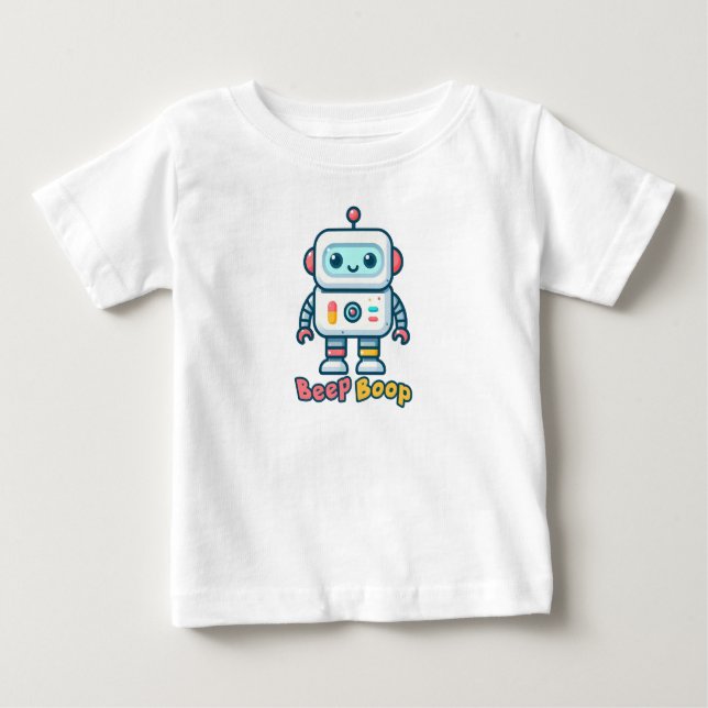 Kids Robot Beep Boop Cute Robots T Shirt (Framsida)