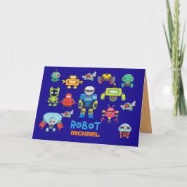 KIDS ROBOT Personlig Blue Funny Tecknad Robots Kort