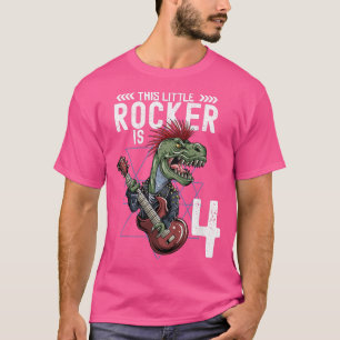 Kids Rock and roll Music T Rex Dinosaur 4:e födels Shirt