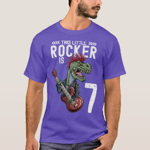 Kids Rock and roll Music T Rex Dinosaur 7:e Birthd Shirt