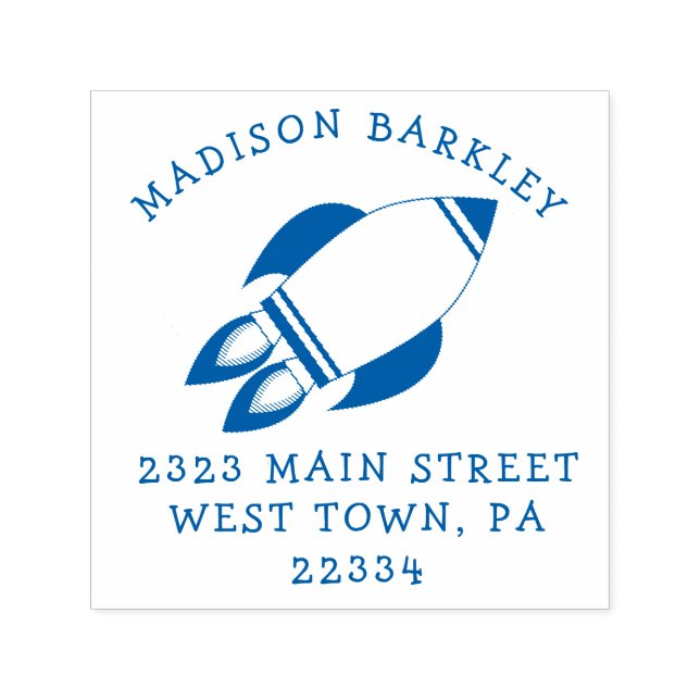 Kids Rocket Frakt Cute Returadress Frimärke Självfärgande Stämpel (Design)