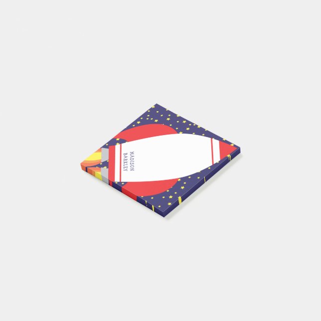 Kids Rocket Frakt Rymden Cute Post-it Block (Vinklad)