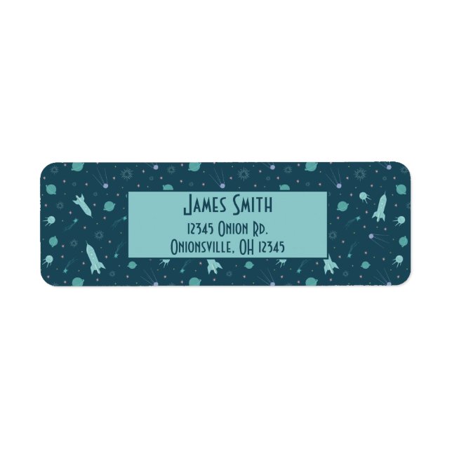 Kids Rocket Frakt till Space Travel Saturnus Plane Returadress Etikett (Framsidan)