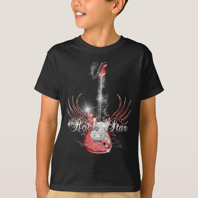 Kids Rockstjärna Guitar Vinge shirt Tee Shirt (Framsida)
