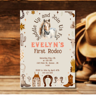 Kids Rodeo Cowboy Rustik Western Inbjudningar