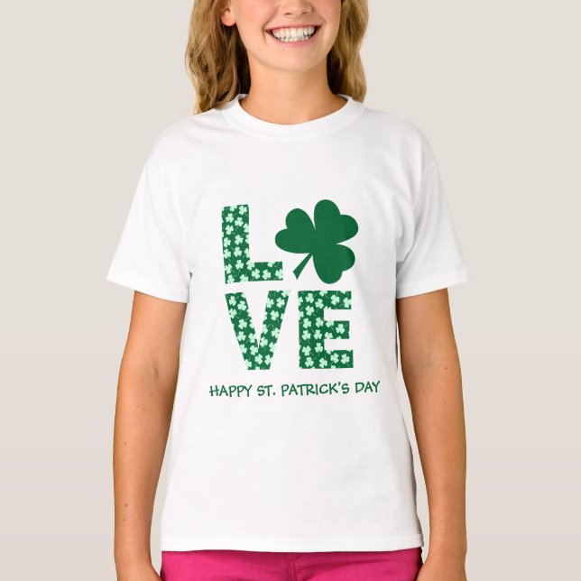 Kids Roligt Shamrock Kärlek Irish St. Patrick's Da T Shirt (Framsida)