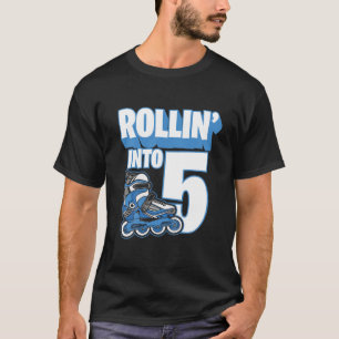 Kids Rollin' to 5 Birthday Roller Skating 9Th Bi T Shirt