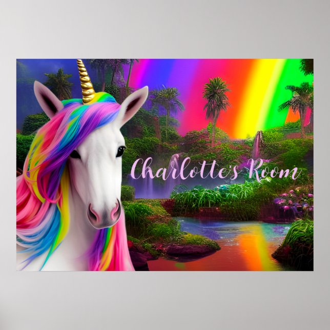 Kids Room Quote Script Poster Unicorn Wall Art (Framsidan)