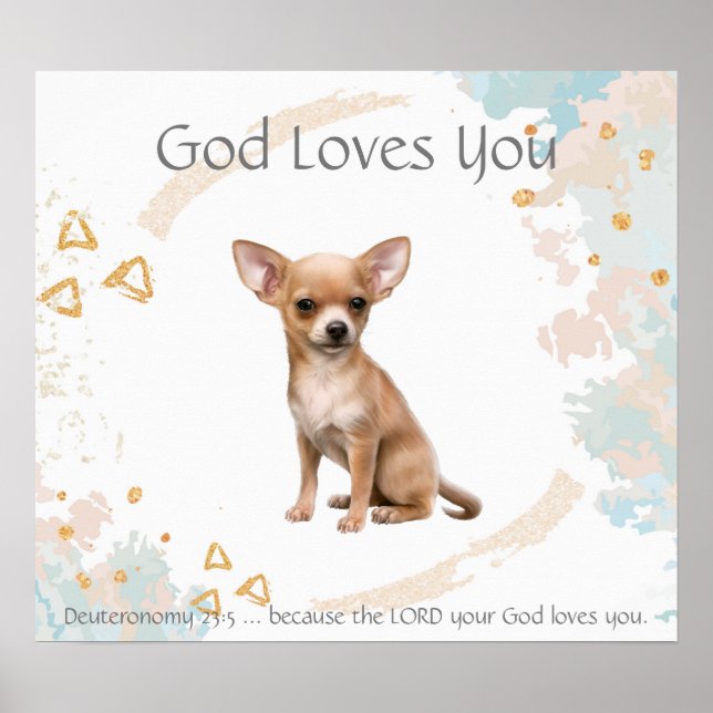 Kids Room Scripture, Gud Kärlek You Chihuahua Hund Poster (Framsidan)