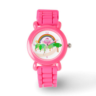 Kids Rosa Glitter Strap Cute Fairy Rainbow Watch Armbandsur