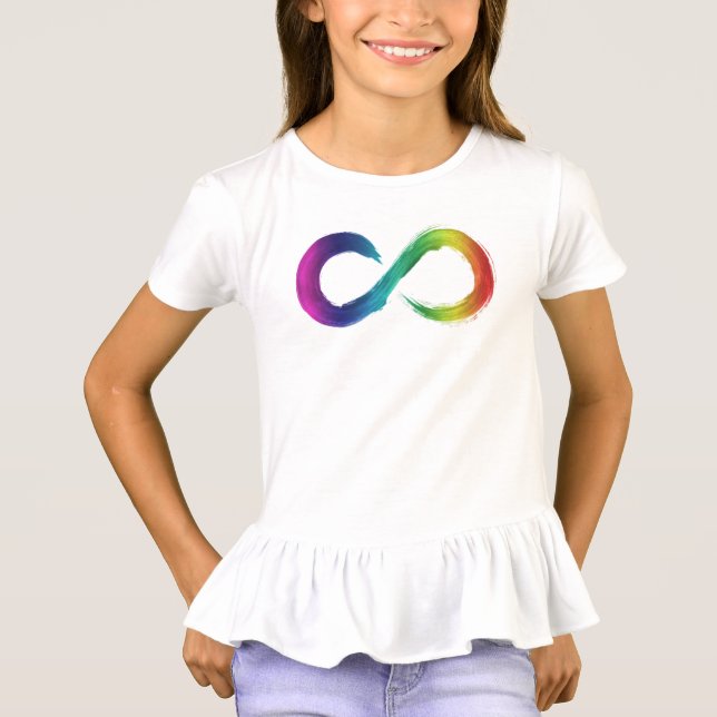 Kids Ruffle Neurodiversity Rainbow Shirt T Shirt (Framsida)