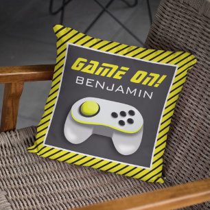Kids-rum för gult och vit videospelskontroll kudde