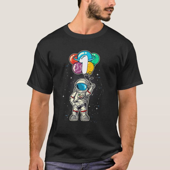 Kids Rymden Astronaut 1St Birthday Boy 1 År T Shirt (Framsida)