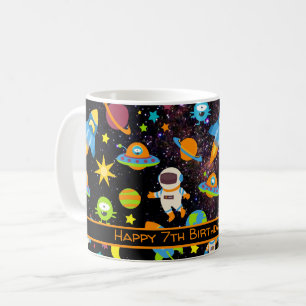 Kids Rymden Astronaut Black Kaffemugg