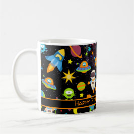 Kids Rymden Astronaut Black Kaffemugg