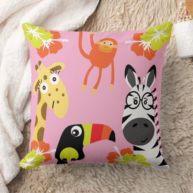 Kids Safari Nursery Art Bedroom Decor Kudde (Filt)
