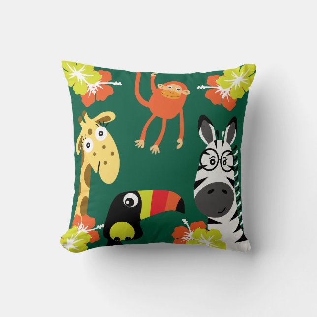 Kids Safari Nursery Art Bedroom Decor Kudde (Framsida)