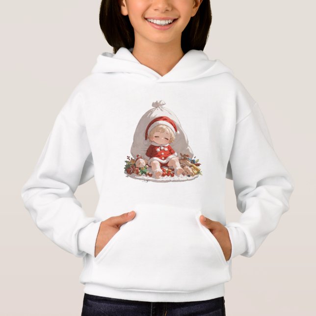 Kids Santa Christmas Pullover Hoodie T Shirt (Framsida)