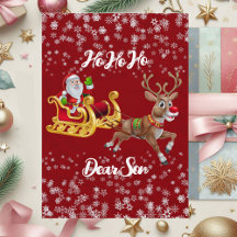 Kids Santa Reindeer Sleigh Snowflake Red