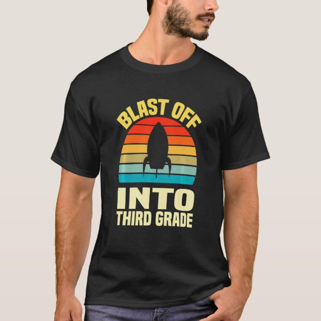 Kids school Blast Off Into Third Grade first day s T Shirt (Framsida)