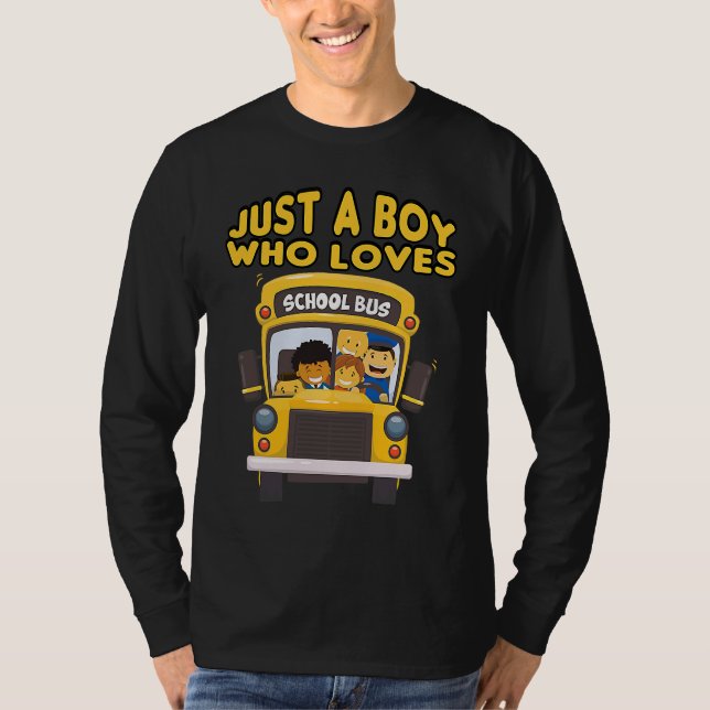kids school bus  Just A Boy Who Loves School Buses T Shirt (Framsida)